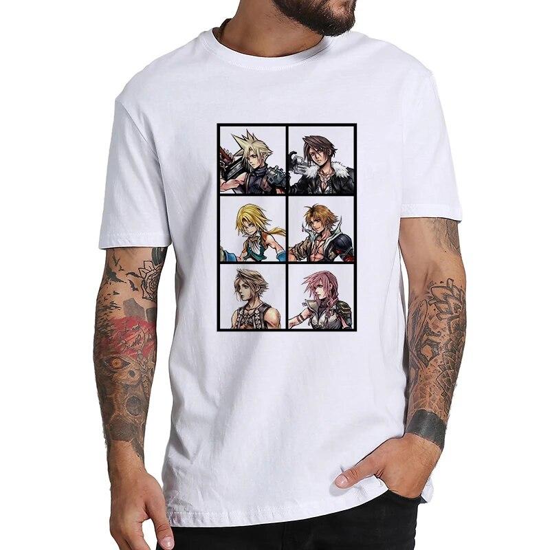 YSM Cotton Tshirt Mode Heren Hiphop 100 Katoen Streetwear T-shirt Homme Final Fantasy T-shirt Mannen Harajuku L wit