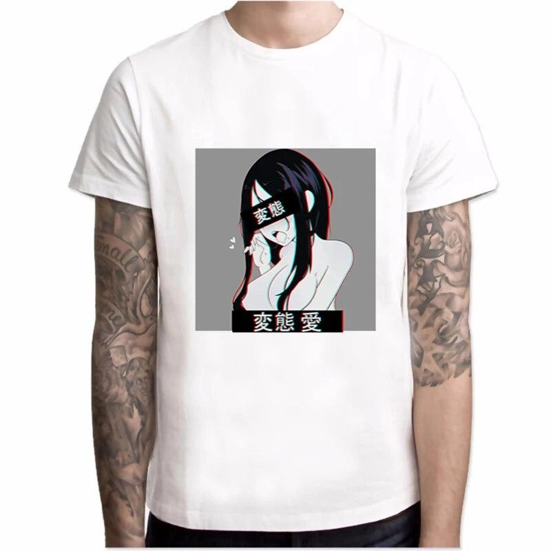 YSM Cotton Tshirt T-shirt Mannen Onzedelijk Hentai Japanse Otaku Sexy Mode Tees Tops StreetWear Tumblr Esthetische T S wit