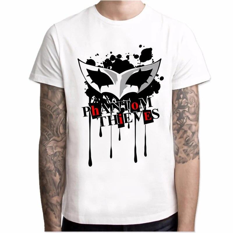 YSM Cotton Tshirt Harajuku T-shirts Heren bedrukken persona 5 anime Custom Tee Zomer Korte Mouw Fitness T-shirt XL wit
