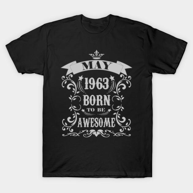 YSM Cotton Tshirt Heren Zwart Print T-shirt Super Groot T-shirt verjaardagscadeau geboren om geweldig te zijn mei 1963 No-Cut Transfer Papier Print Katoenen T-shirt 6XL zwart