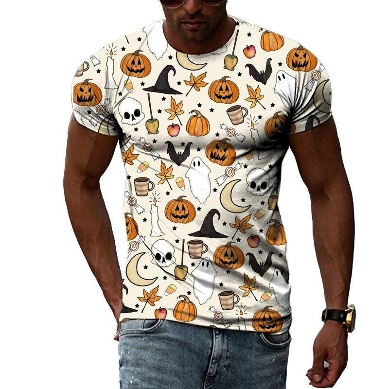 Baibao QIQI Mode Man Vakantie Halloween Pompoen 3D Print t-shirt Casual Korte Mouwen herenkleding Maat Oversized t-shirt XS-6XL XXL