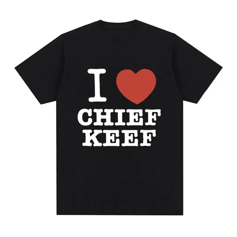 TENJINGE Trendy Ik Liefde Chief Keef T-shirt Herenmode Casual Korte Mouw T-shirt Vintage Gothic Oversized Katoenen T-shirts Hip Hop streetwear M