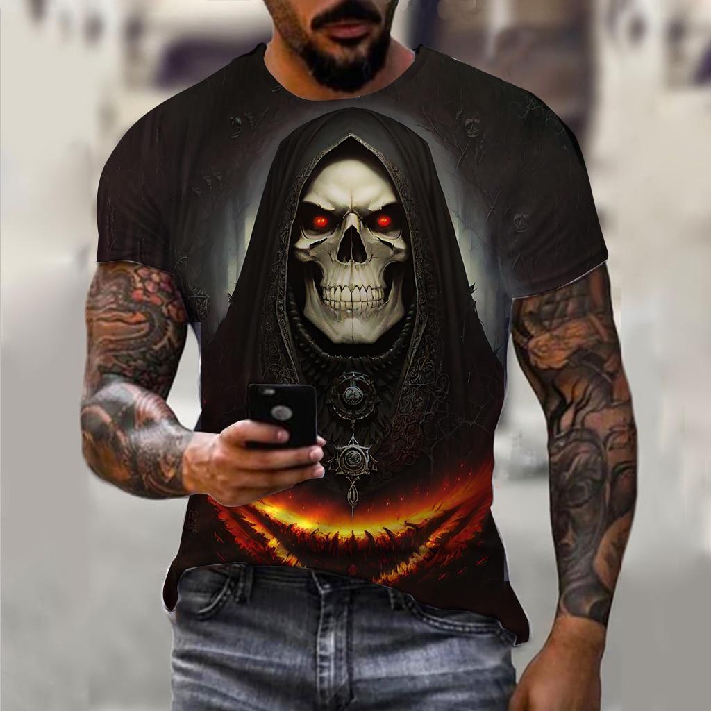 Bobby 2 Vintage Horror Schedel 3d Print Heren T-shirt Zomer Klassieke Casual O Hals Korte Mouw Losse Oversized Tops T-shirt Mannen M