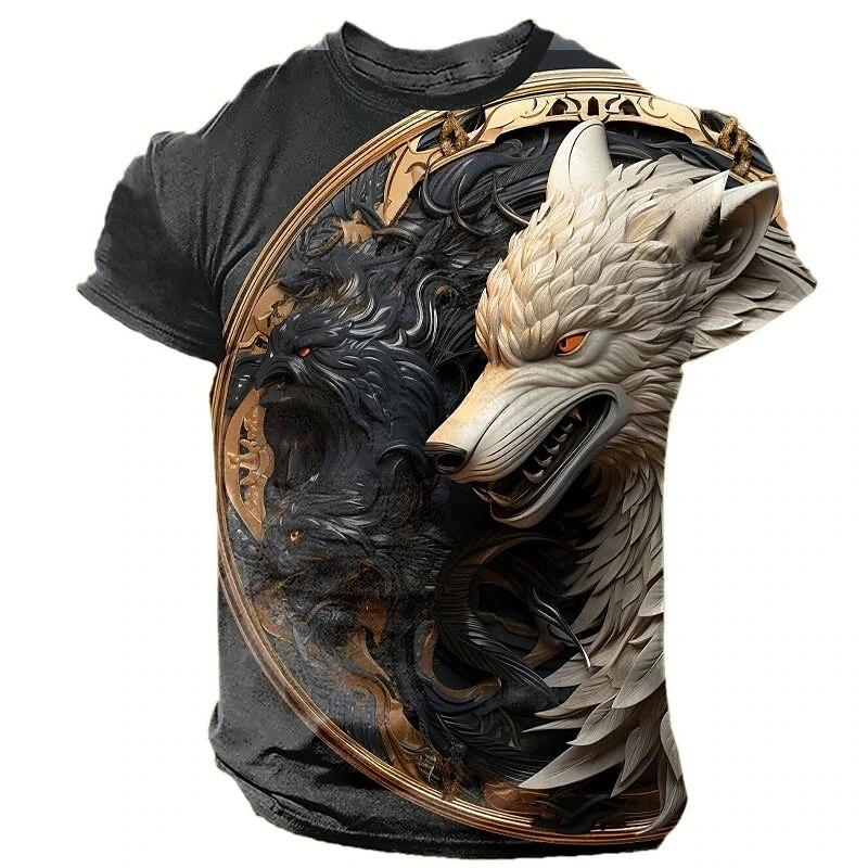 ETST 03 Zomer T-shirt voor heren Dierenprint Casual korte mouw Kleding Mode Straat O-hals Pullover Oversized heren T-shirts 6XL