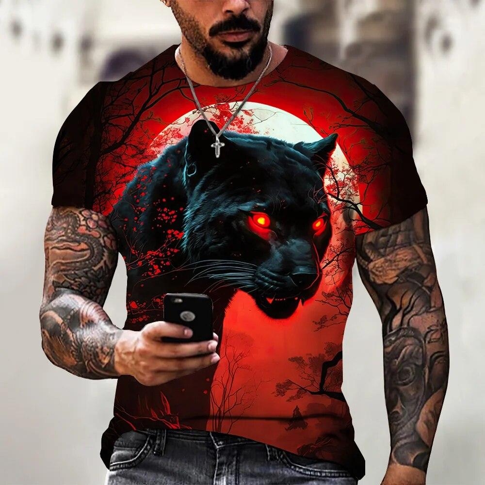ETST 07 Tijger Vechten Dier Beest Fierce T-shirt 3d Print T-shirt Zomer Mannen Oversized Korte Mouw Tops Tees mannen Designer kleding 5XL
