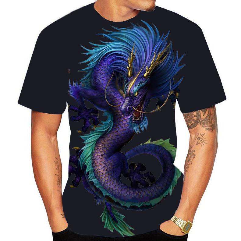 WowClassic Dragon Animal 3D Print T-shirt Lente Zomer Tee Vrouwen Mannen Kleding Plus Size O Hals Korte Mouw Losse Tops ademende Koppels Shirts 6XL