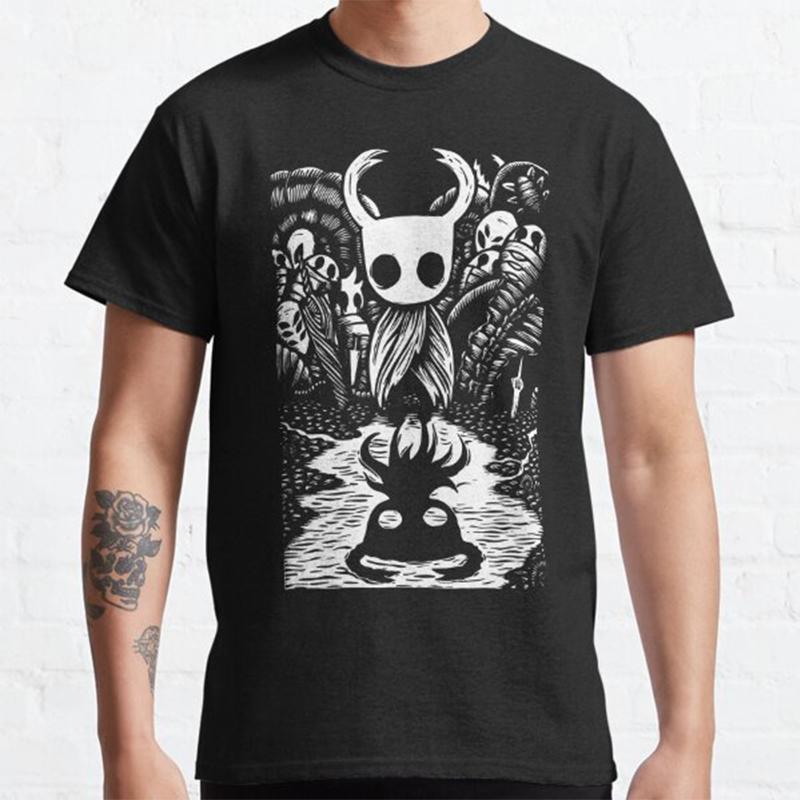 FT T Shirts 100% katoenen zomer heren T-shirts Ghost Knight grafische kunst Hollow Knight grappig spel bedrukt casual top T-shirts S zwart