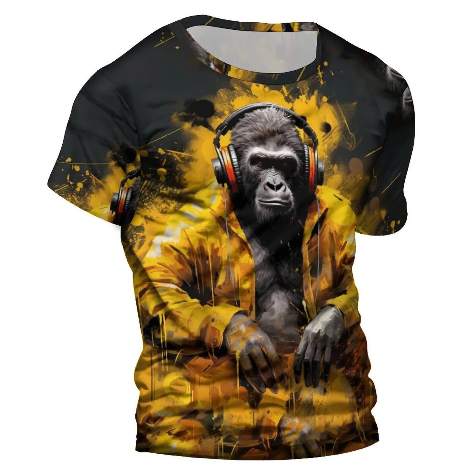 Bobby 2 Chimpansees 3D T-shirt voor heren Mode Hip Hop O-hals Korte mouwen Tops Harajuku Heren T-shirts Oversized T-shirts Shirt Herenkleding 6XL
