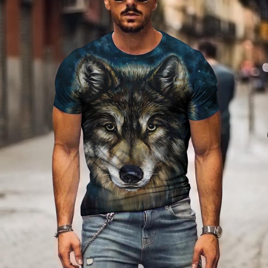 WowClassic Losse Mannen T-shirt Zomer Sportwear Outfits Vintage Dier 3D Tops Heren Losse Casual Tijger Gedrukt Patroon Tee Shirts M