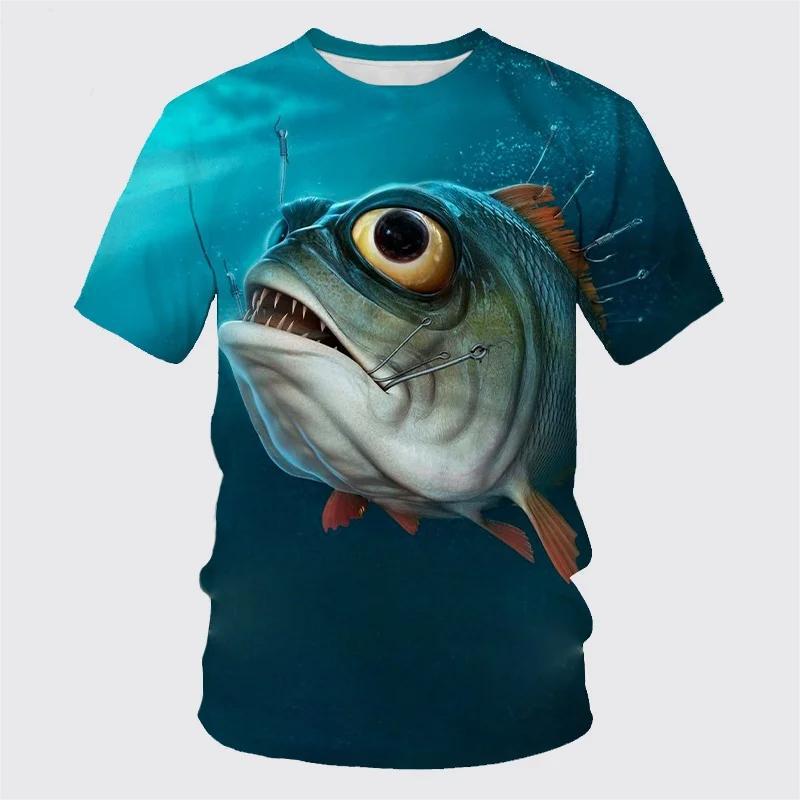 TIP723 Zomer Mode Vissen Vis Patroon 3D Prints mannen Trend Casual Sport Korte Mouw T-shirt Oversized Tops O-hals Kids tshirt 160