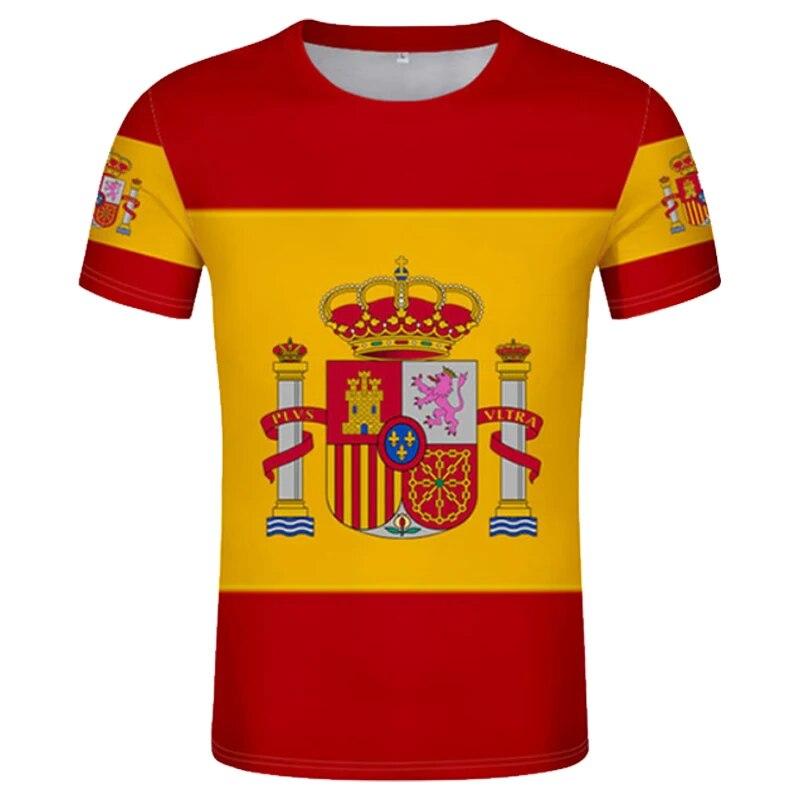 ETST 07 Heren T-shirt Spanje Nationaal Embleem Bedrukt 3d T-shirts O-Hals Korte Mouw Mode Coole Kleding Grote Maat Losse Tops Voor Heren 2XL