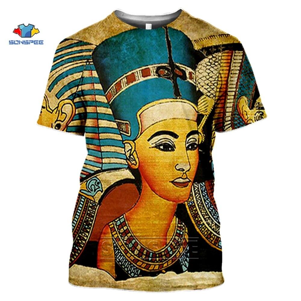 Xin nan zhuang SONSPEE 3D T-shirt bedrukt oud Egyptisch mannen/vrouwen vintage streetwear T-shirt jeugd retro Egypte T-shirt zomer top kleding XL goud