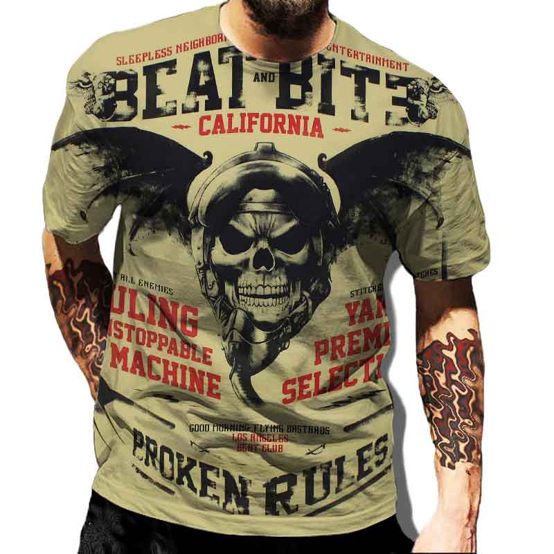 Bobby 2 T-shirt voor heren Retro Streewear Skull Print Hip Hop Man Kleding Grafische T-shirts Harajuku Mannelijke Korte Mouw Tee Trend Kleding 3XL