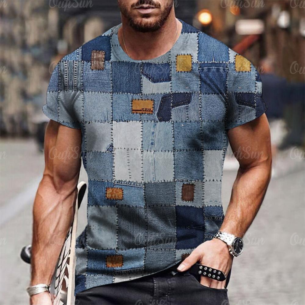 ETST 07 Zomer Heren T-shirt Patch Patroon Print Casual Korte Mouw Grappige T-shirts Buiten Straat Mode Oversized Herenkleding 5XL 6XL