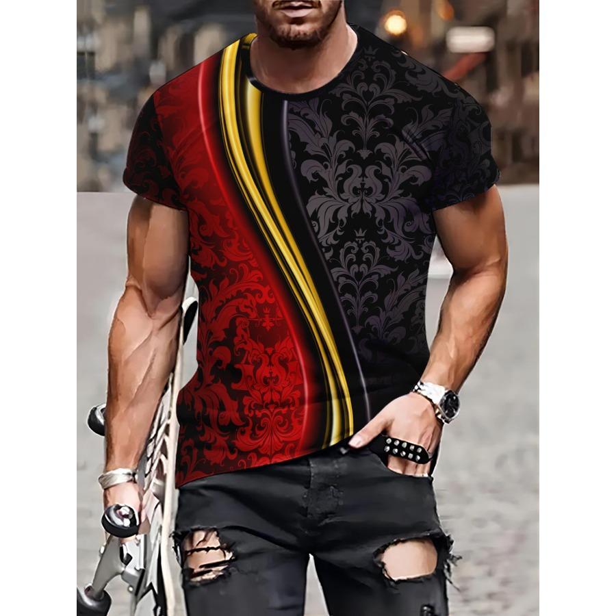 HerSight Gestreepte patroon T-shirts Zomer Beer Hert Dier T-shirts Heren Streetwear 3D Print T-shirt Mode O Hals Korte Mouw Tops 6XL grijs