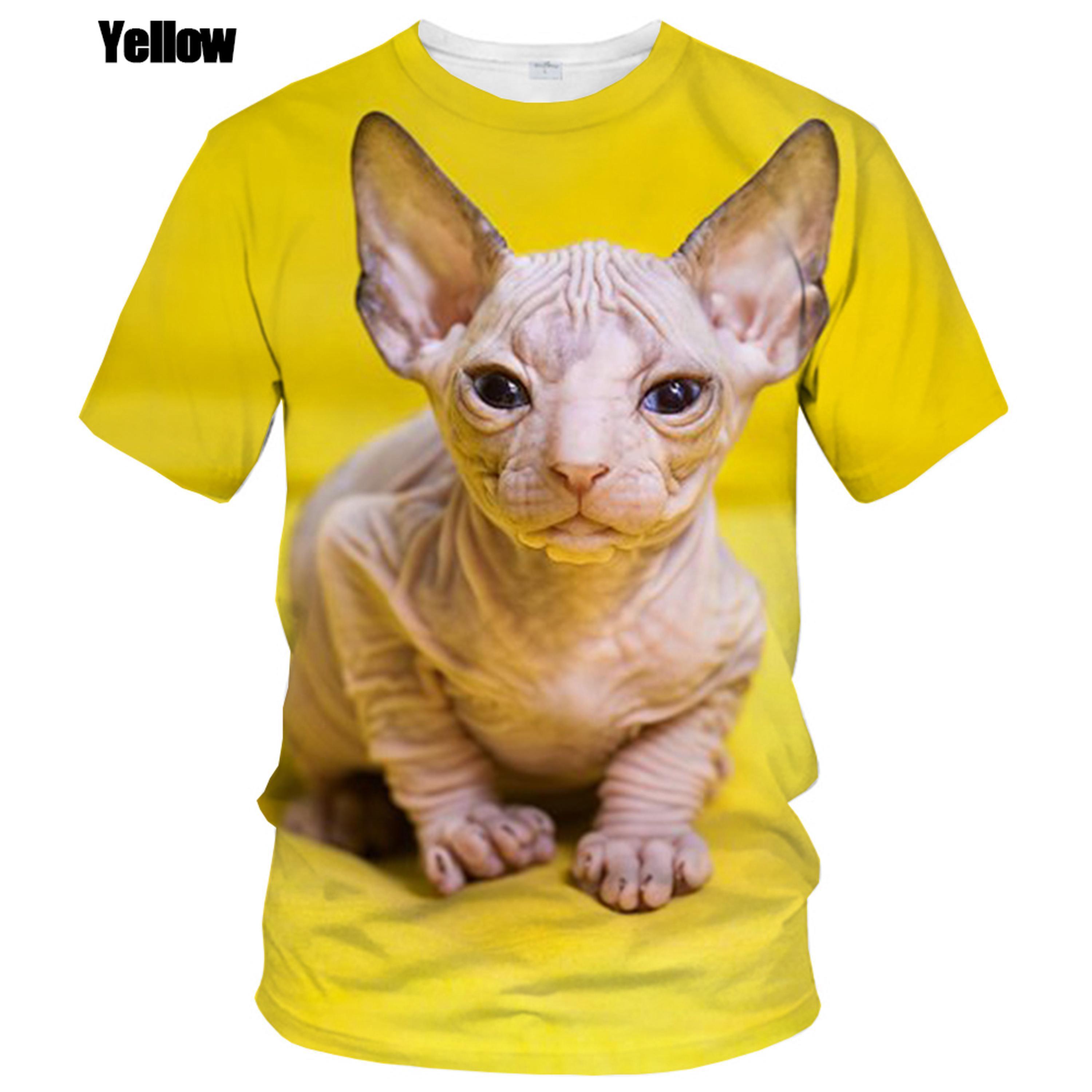 Laoxu Nieuwe mode zomer hot sale 3D Sphynx kat heren/dames T-shirt 3D print korte mouwen ronde hals heren tops XL groen