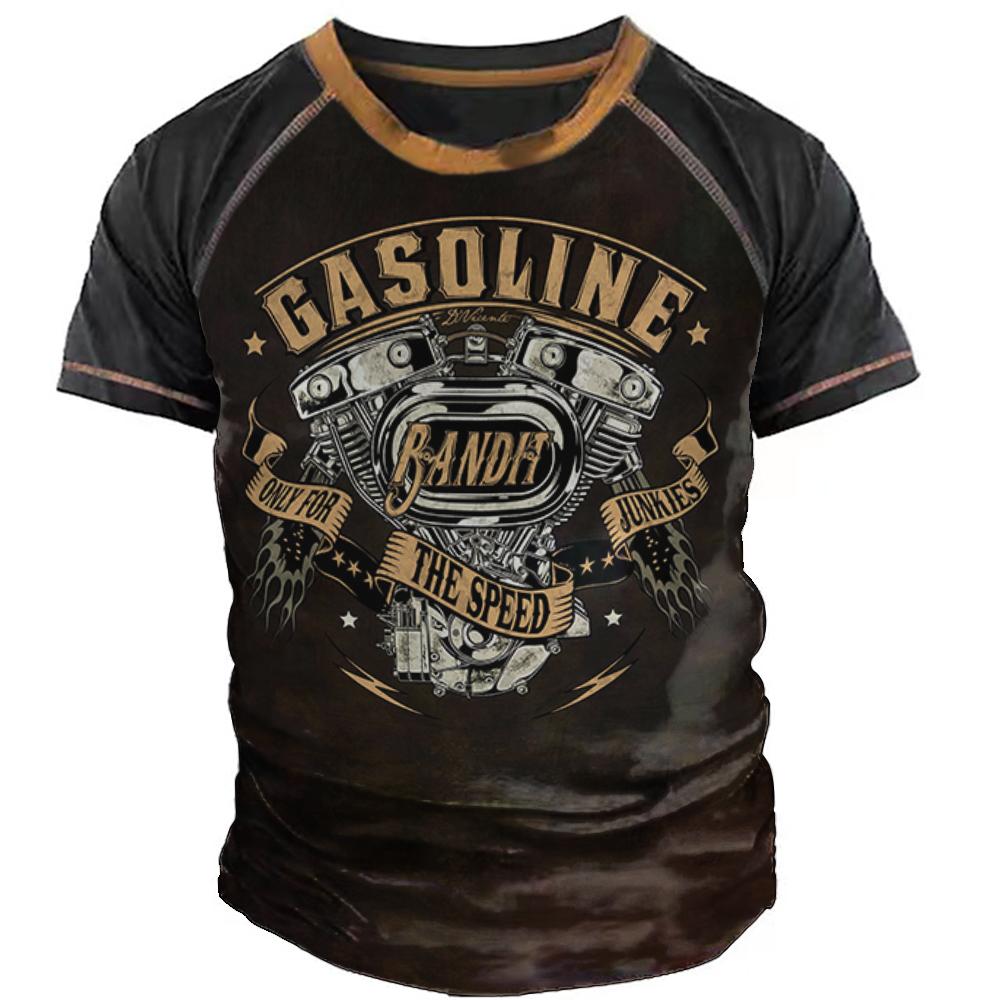 ETST 03 Motorfiets T-shirt Heren 3D Print Korte Mouw Vintage T-shirt Voor Heren Ride Biker Shirts Tops Oversized T-shirt Herenkleding L