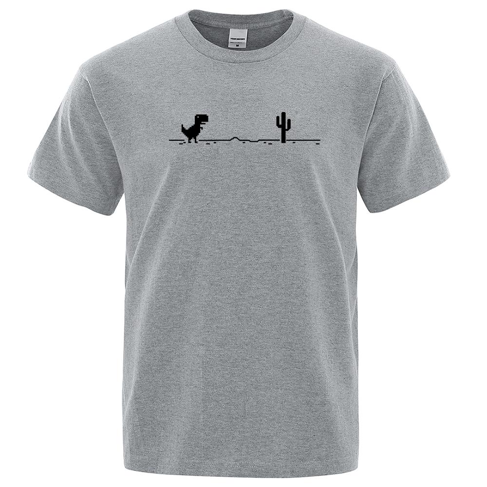 New Young Heren T-shirts Bedrukte Dinosaurus Cactus Grappige Tops Zomer Katoenen T-shirt voor Heren Casual O-hals T-shirts Streetwear Basic Top M zwart
