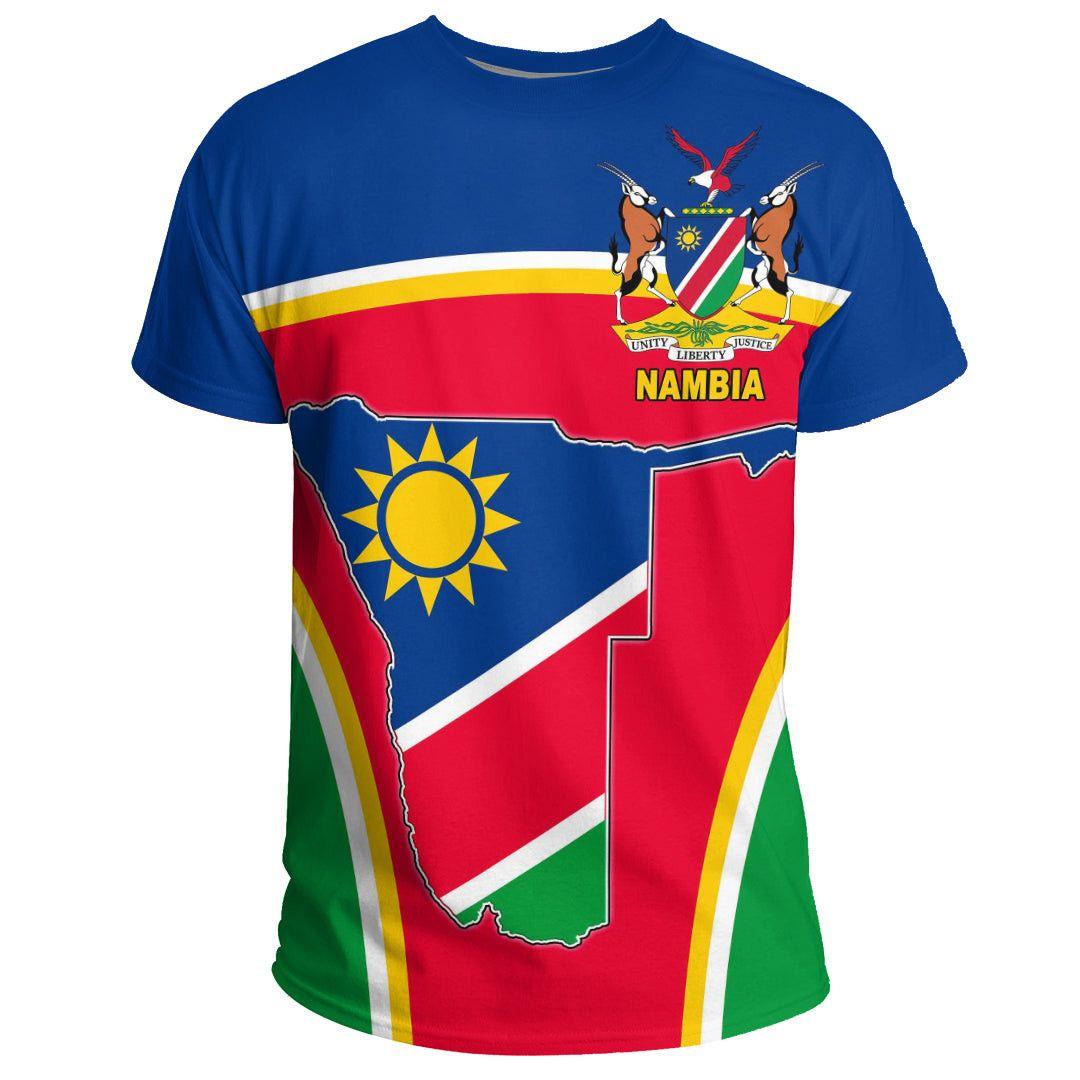 Baibao QIQI Namibië Vlag & Wapen Grafische Tee Zomer Casual Streetwear Herenmode Losse T-shirts Jongens Oversized Korte Mouw Tops XS