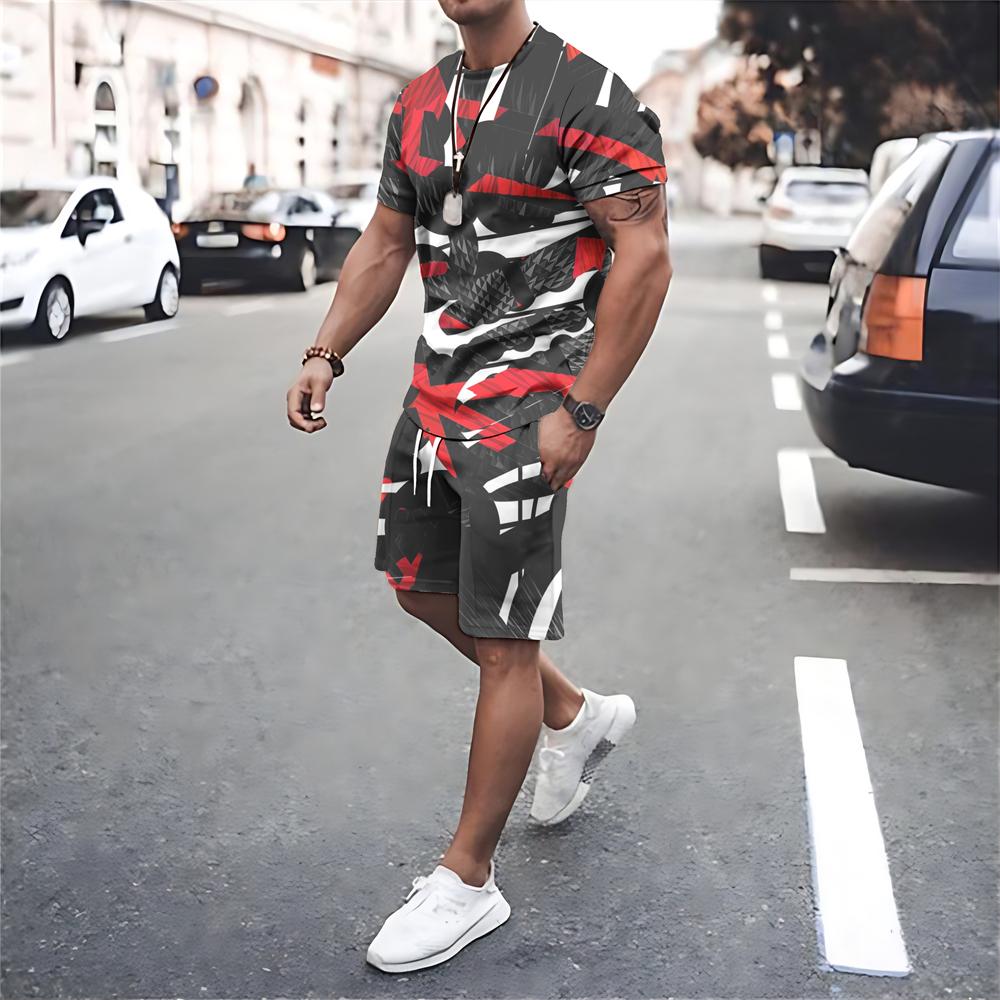 ETST WENDY 05 Zomer trainingspak heren oversized kleding nieuwe mode 2-delige sets retro strand stijl 3D bedrukte T-shirts heren pak T-shirt shorts 6XL