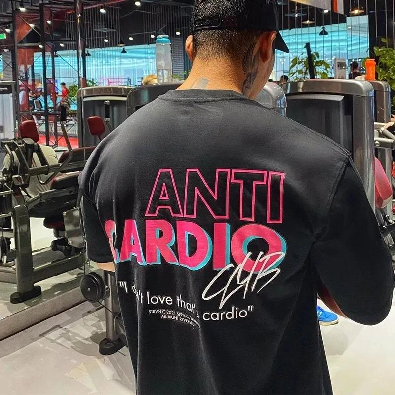 Mingxin clothing Man Casual Oversized Korte Mouwen Katoenen T-shirt Gym Fitness Mannelijke Training Workout Tees Top XXL zwart