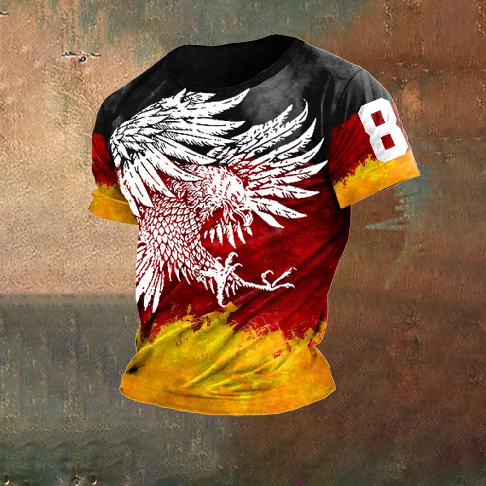 Xuhaijian02 Duitsland Heren T-shirts Duitsland Vlag Print O-hals korte mouw Losse Top T-shirts Streetwear Zomer Heren Vintage Kleding M