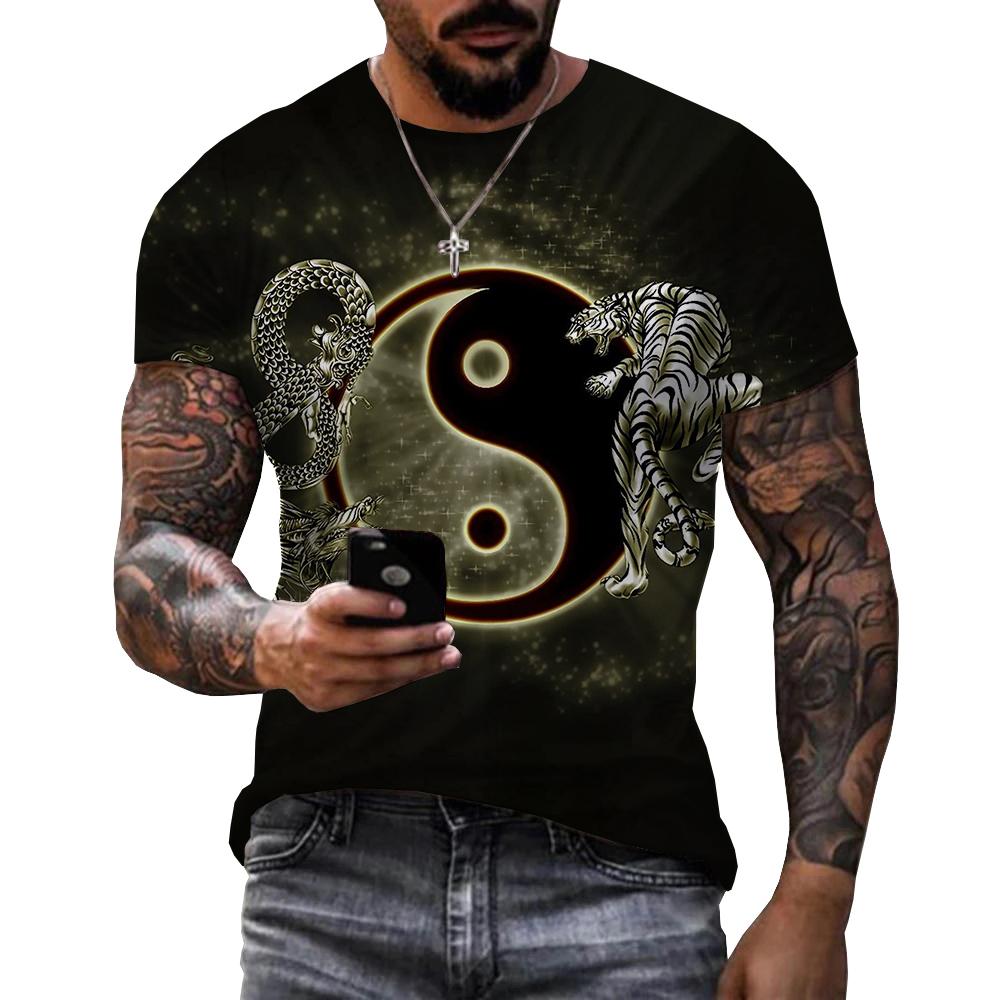 ETST 07 Zomer Originaliteit Tai Chi Acht Diagrammen grafische t-shirts Heren Mode Trend Persoonlijkheid 3D Geprint Ronde Hals Korte Mouw Tops 6XL