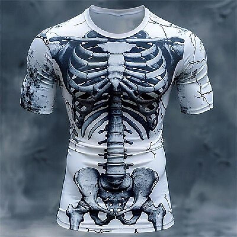 ETST 07 Grafisch skelet Designer Retro Vintage Subcultuur Heren 3D Print T-shirt T-shirt Sport Buiten Vakantie Uitgaan T-shirt 6XL