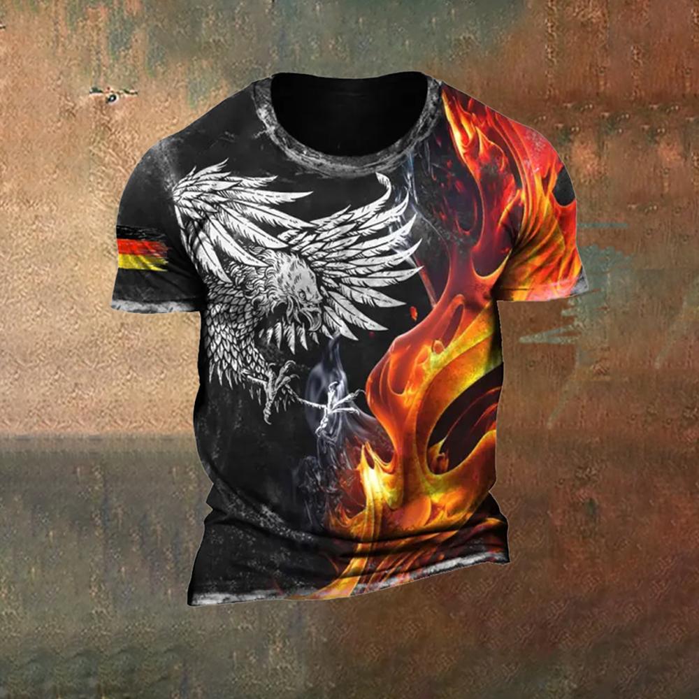 ETST 03 Duitsland Heren T-shirts Duitsland Vlag Print O-hals korte mouw Losse Top T-shirts Streetwear Zomer Heren Vintage Kleding XL