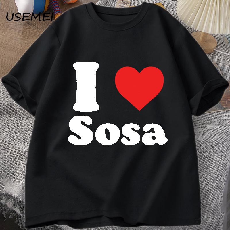 FT women t shirt Ik HOU VAN SOSA T-shirt Chief Keef Tee Shirt Rapper I Heart Rap Grafische T-shirts Casual Katoen Korte Mouwen Hip Hop Herenkleding XXXL geel