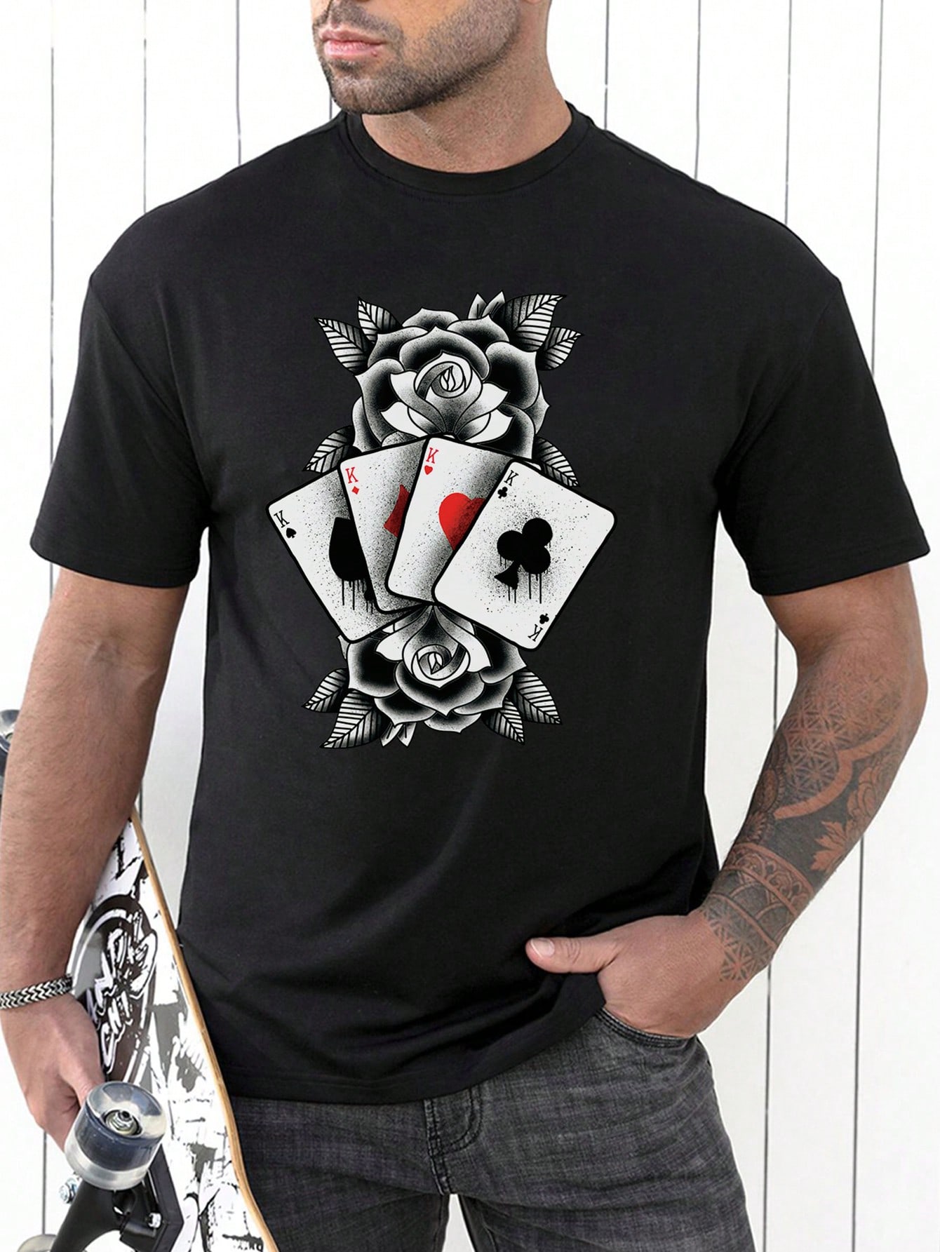 ETST 07 Mannen Speelkaart Print Tee 5XL