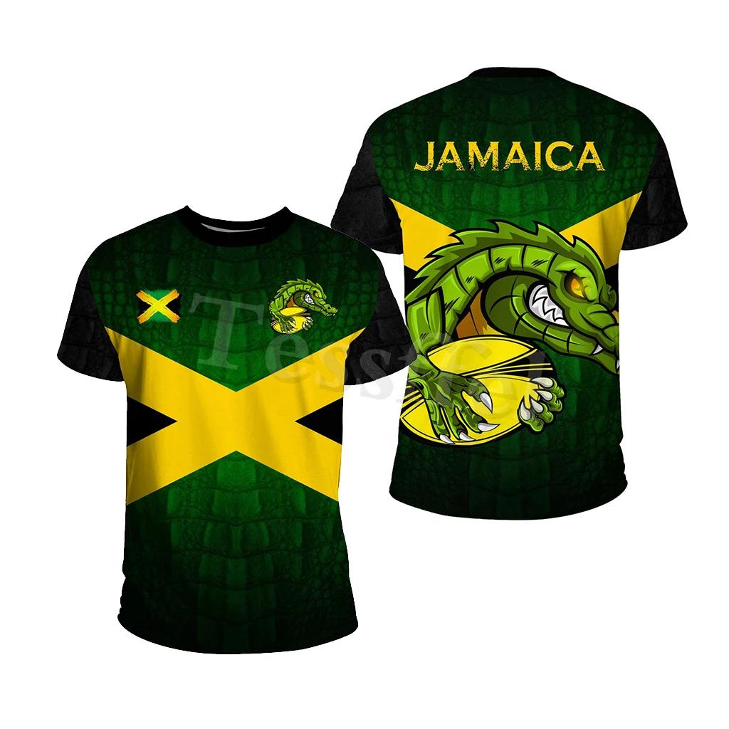 ETST WENDY 005 Tessffel Jamaica Lion Emblem Zomer Nieuwe Mode 3D Print Tops Tee T-shirt Mannen Vrouwen Korte Mouw T-shirt Streetwear Stijl-8 XL