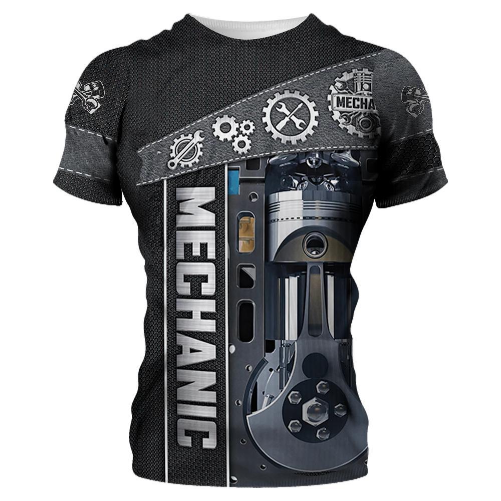 ETST 011 Mechanic Shirt Heren T-shirt Mechanisch Gereedschap Print Korte mouw Zomer Jersey Casual Tops Oversized Mode Ademende Kleding 2XL