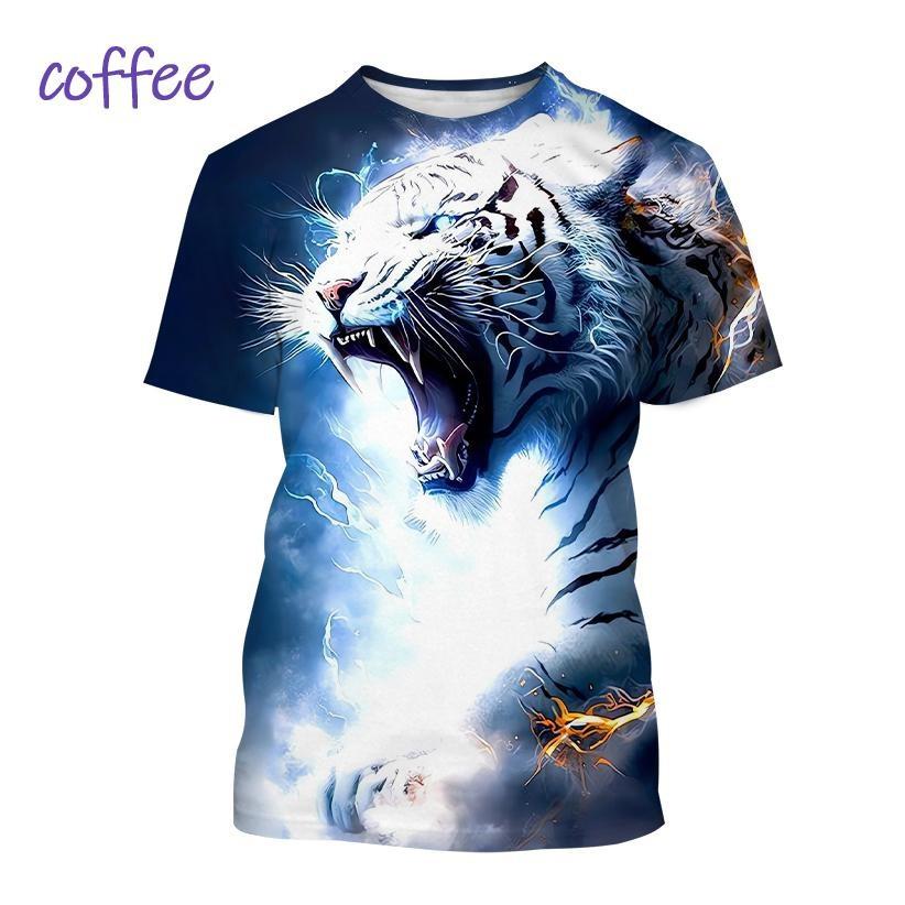 BOLIV MODA Witte Tijger Serie Dier 3D Print Heren Sportkleding T-shirt Casual Korte Mouw Tees Zomer Plus Size Heren T-shirts 6XL