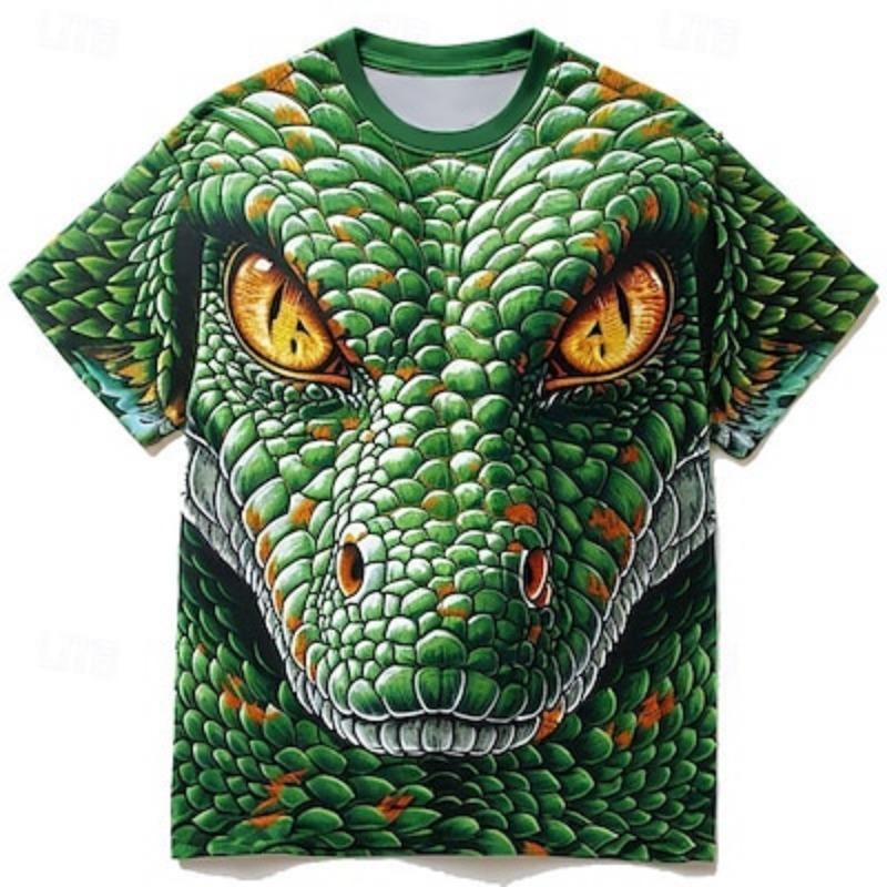 ETST 03 Grafische dieren Dinosaurus Dagelijkse ontwerper Subcultuur Heren 3D-print T-shirt T-shirt Korte mouw Ronde hals Shirt Lente Zomer Kleding 3XL
