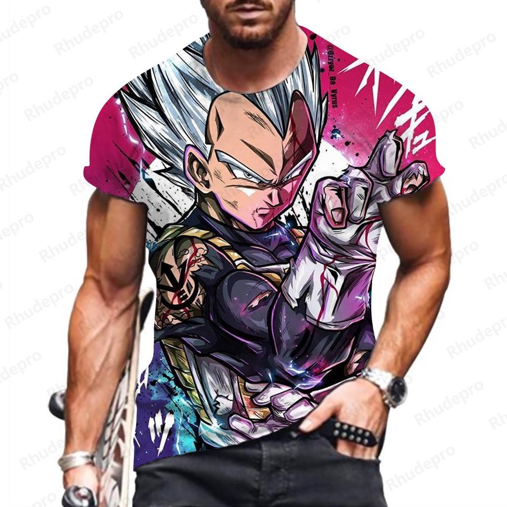 Etst 003 Herenkleding Anime T-shirts Mode Tops Nieuwe Trend Vegeta Korte Mouwen L