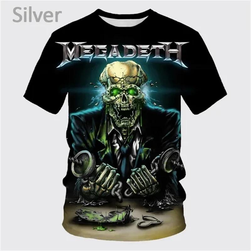 Laoxu Heavy Metal Rock Band Megadeth 3D geprinte T-shirts Zomer Mannen/Vrouwen Wilde Stijl Hip Hop Korte Mouw T-shirt Top Oversized Streetwear M zwart