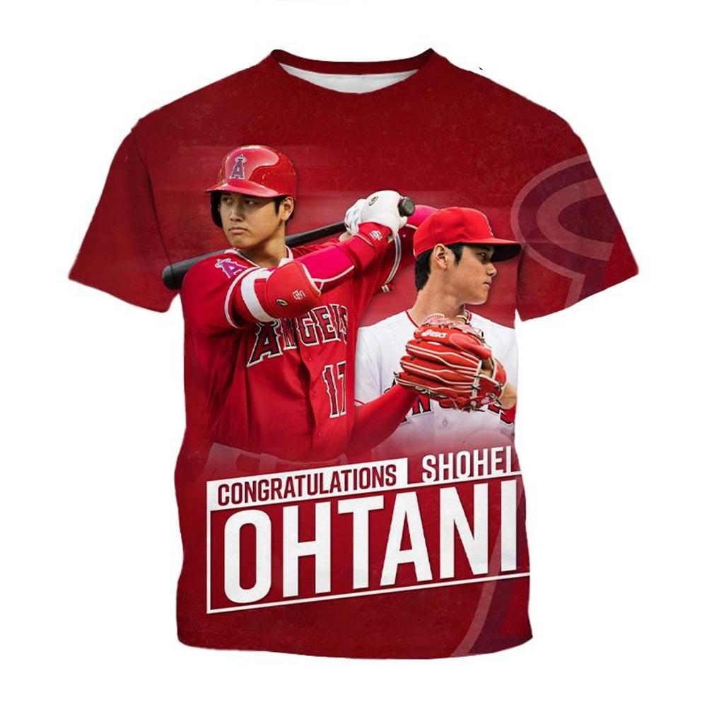 Laoxu Nieuwe mode persoonlijkheid honkbal Shohei Ohtani 3D bedrukt T-shirt zomer casual ronde hals korte mouw unisex sport T-shirt 6XL grijs