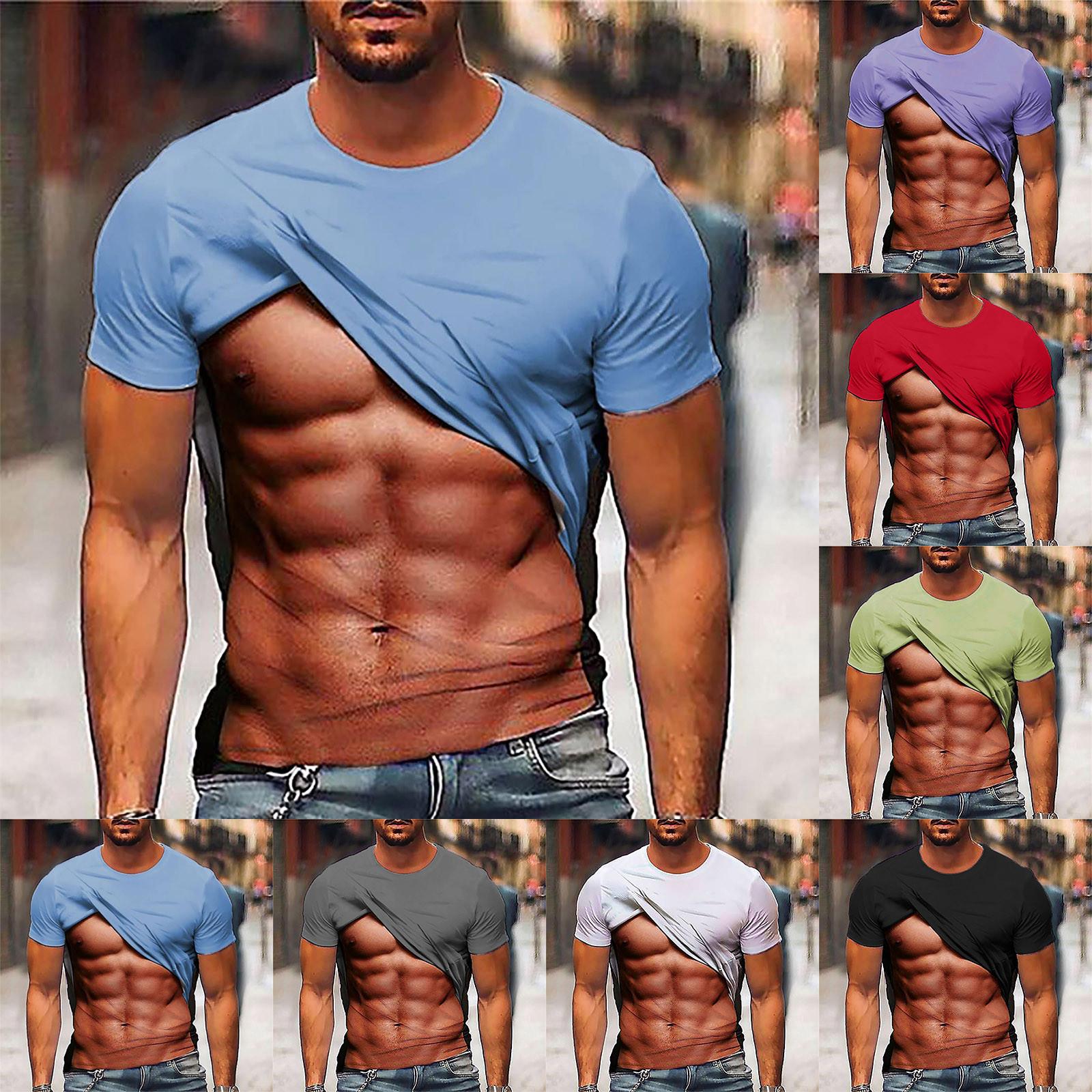 Kaixindianpu Heren T-shirts Casual shirts met korte mouwen Gradiënthals Zachte losse pasvorm Grafische T-shirts Zomer-t-shirts voor heren XXL wit