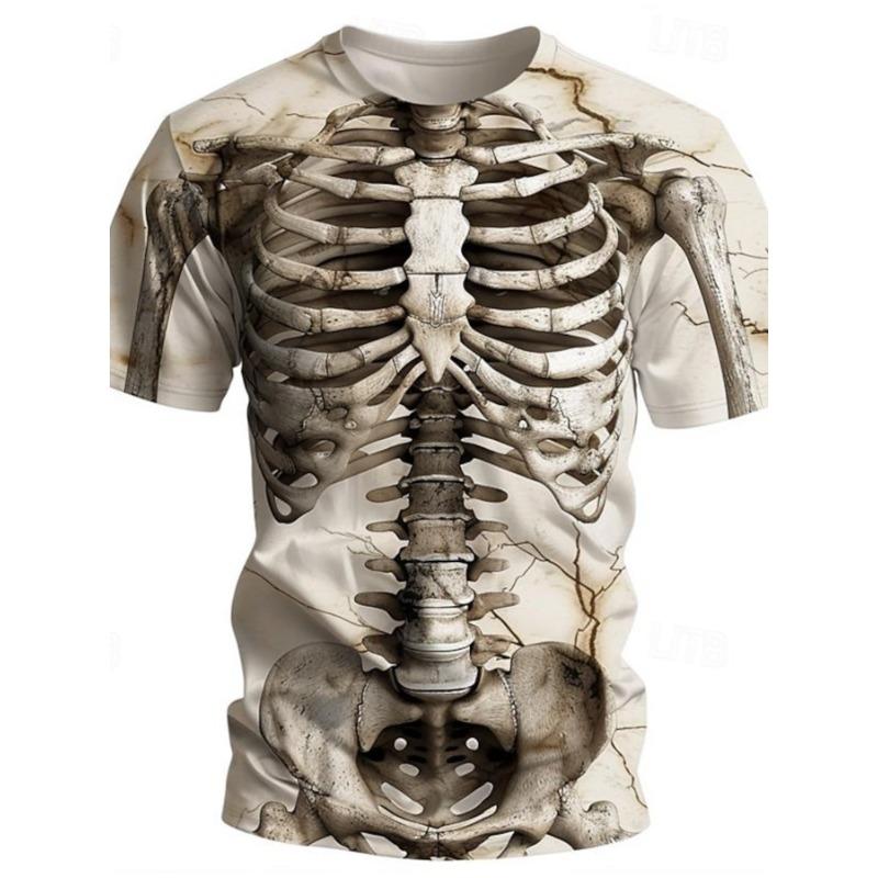 ETST 013 3D Print Cool Skulls Skeleton Grafisch Casual Tees Street Style Heren T-shirt Korte Mouw O-hals Shirts Zomer Klassieke Kleding 4XL