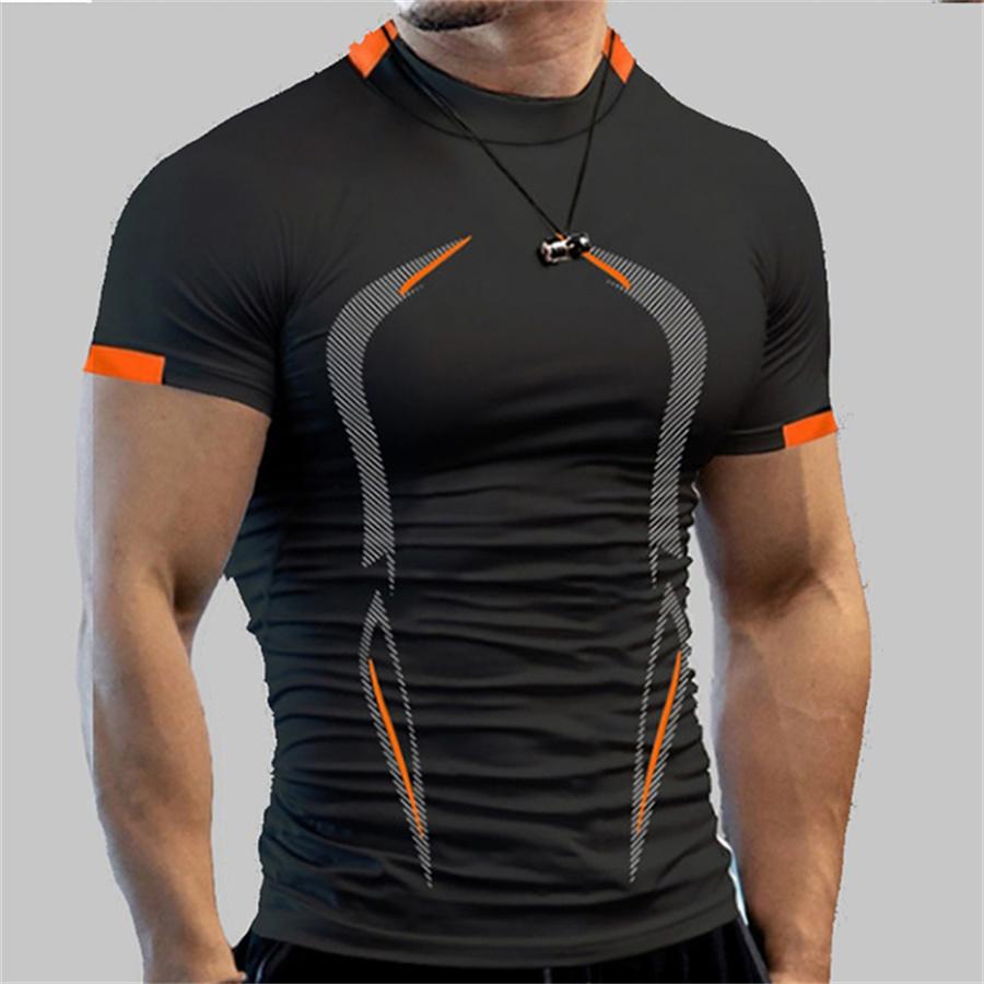 Forever Men Heren Gym Sport T-shirt Shirts Slim fit T-shirt Heren Sneldrogend hardloopshirt Heren Workout Tees Fitness Tops Oversized T-shirt 6XL marineblauwe kleur