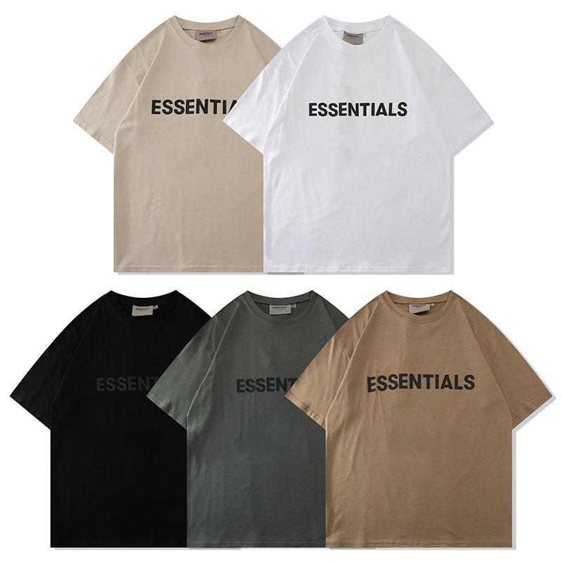 Essentials T-shirt voor heren geperste lijmletters losse ronde hals high street fashion heren en dames korte mouwen t-shirts M grijs