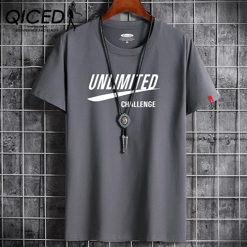 QICED Zomer T-shirt met korte mouwen Heren O-hals Trend Ondershirt XXXXXXL donkergrijze kleur