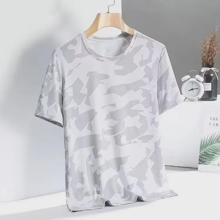VantaGoods Trendy Camouflage Ice Silk T-shirt met korte mouwen voor heren - Lichtgewicht en veelzijdig voor de zomer 5XL