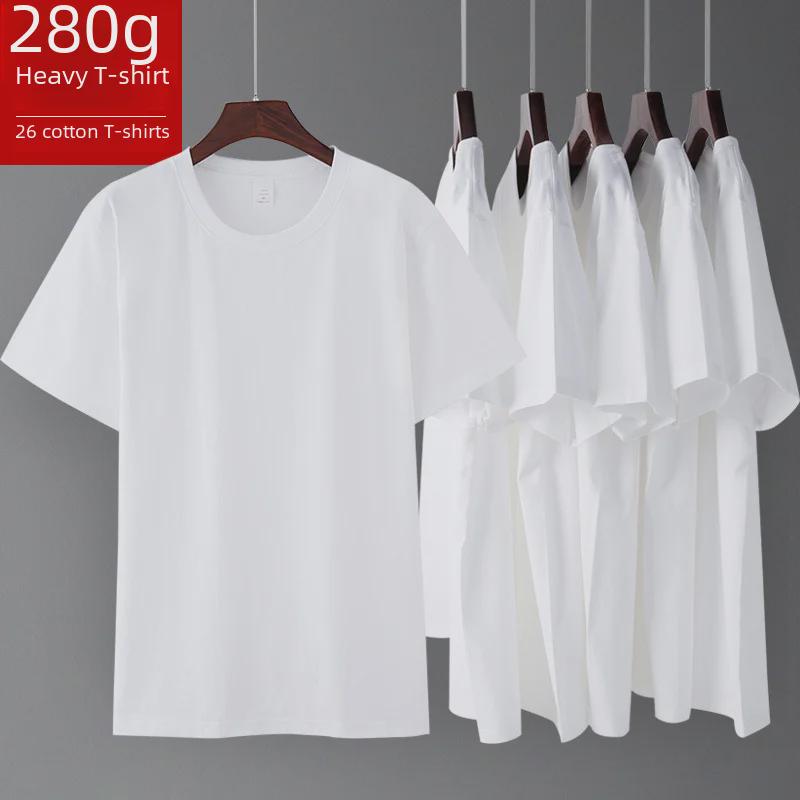 VantaGoods Zwaar, naadloos T-shirt voor heren - 280 g puur katoen, effen kleur, ronde hals, korte mouwen, aangepast logo. M baksteenrode kleur