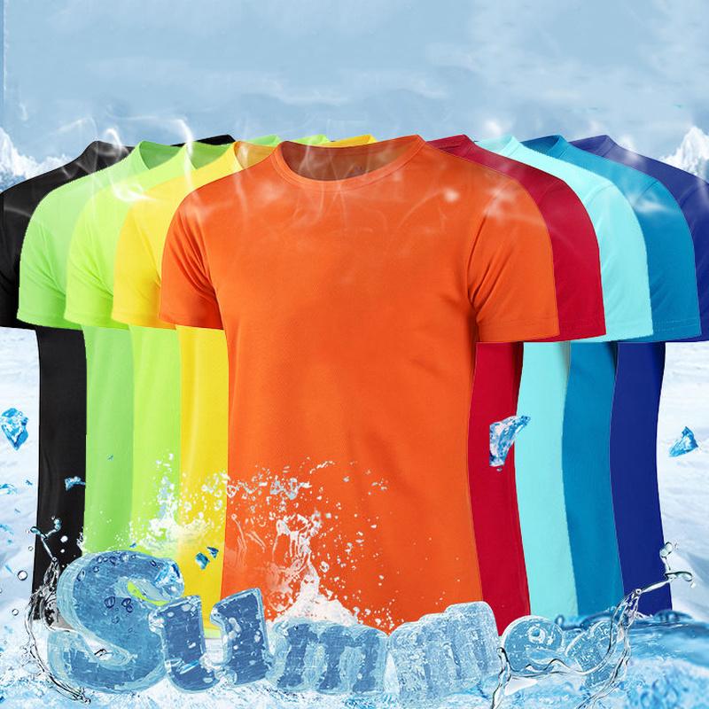 PCD16KL Zomer sneldrogend T-shirt op maat ronde hals sport korte mouw voor man en vrouw casual doek 4XL donkerblauwe kleur