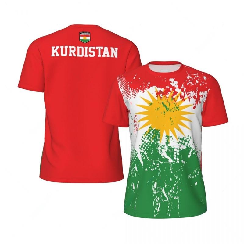 Xuhaijian02 Koerdistan Vlag Grafisch Heren Voetbalshirt Mode Nationaal Embleem 3D Geprint Sport T-shirt Casual Oversized Ademende T-shirts 160 13T14T