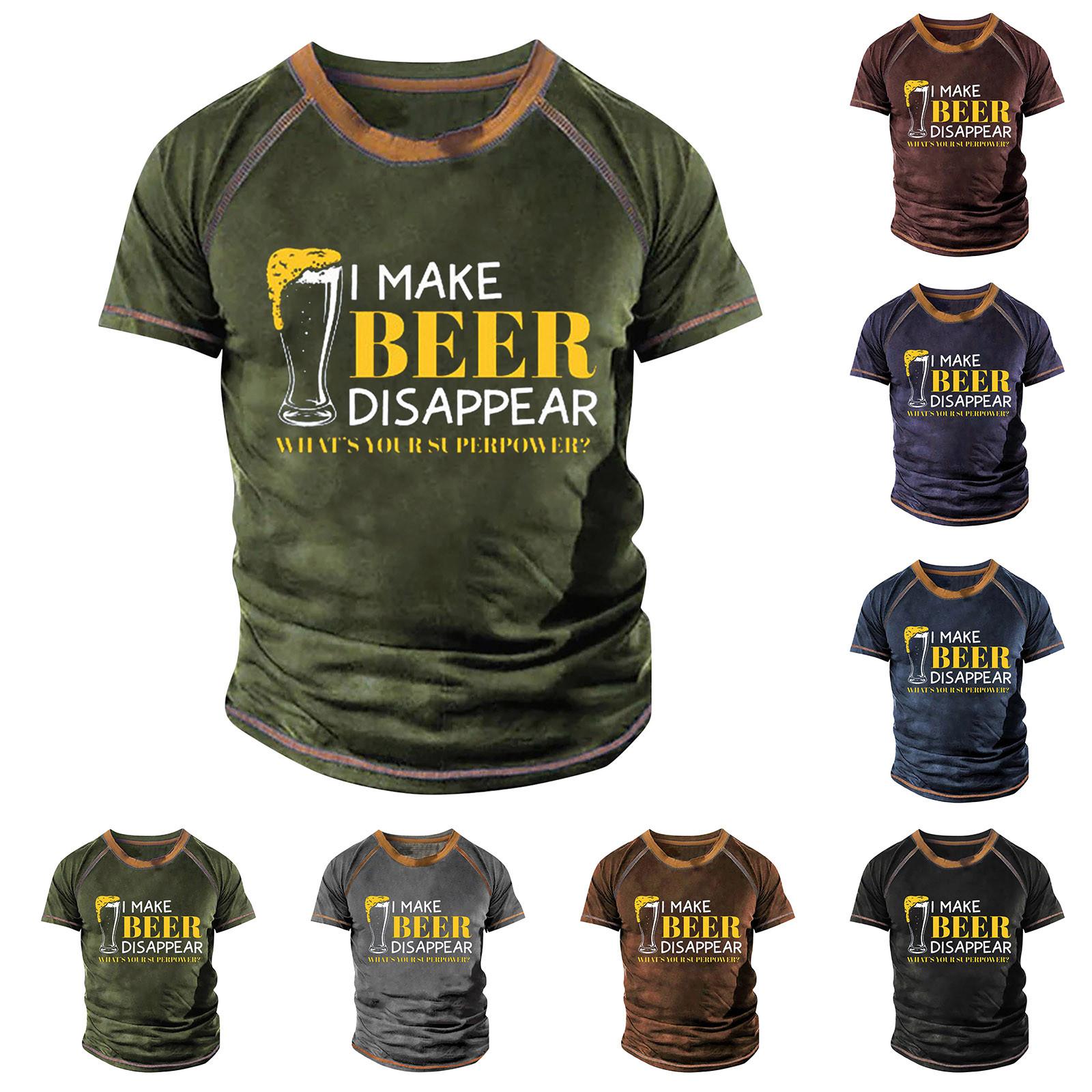 Wahaha123 Raglan T-shirt voor heren, retro korte mouw, ronde hals, tops met letterprint XXL blauw