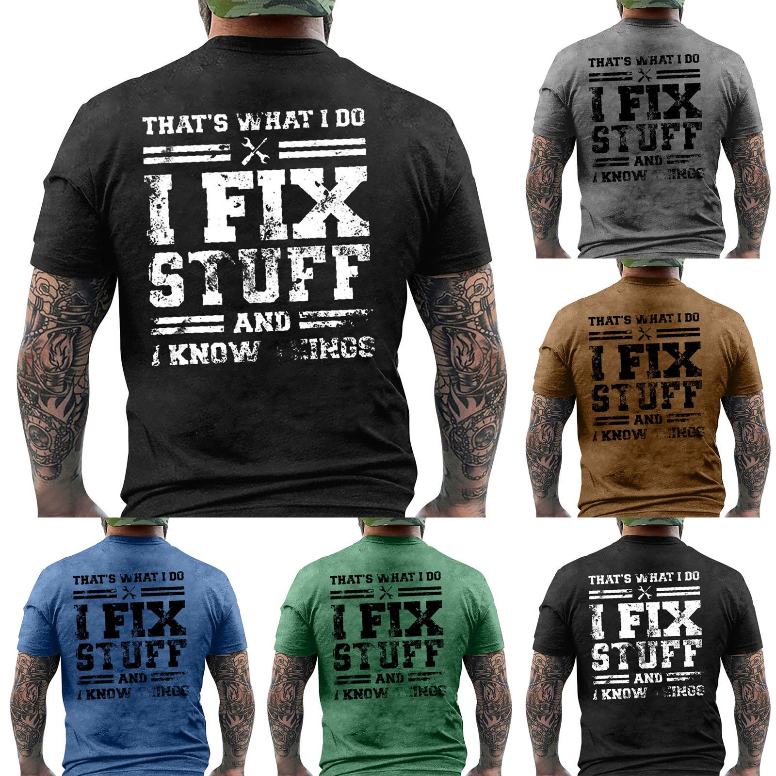 Wahaha123 Heren T-shirt Grafische tekst 3D-printen Straat Casual Korte mouw Down Bedrukte kleding Basic S