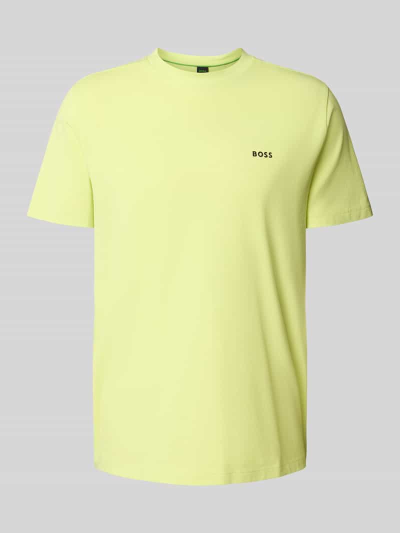 BOSS GREEN Shirt met ronde hals Thee met gegomd contrast-logo